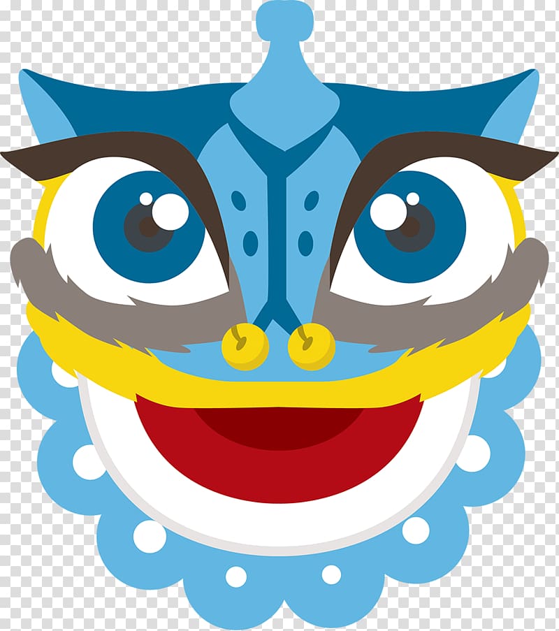 Lion dance Cartoon Chinese New Year , Blue New Year lion cartoon transparent background PNG clipart
