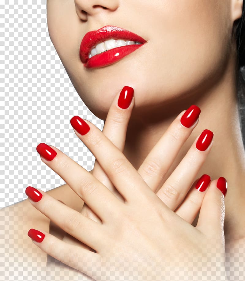 person shows red nail polishes, Manicure Gel nails Shellac Pedicure, Nail transparent background PNG clipart