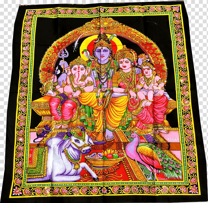 Shiva Parvati Ganesha Art Textile, ganesha transparent background PNG clipart