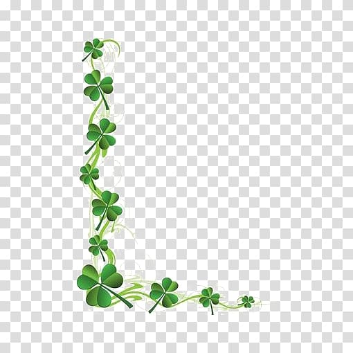 green club frame illustration, Saint Patricks Day Shamrock Four-leaf clover , Clover frame transparent background PNG clipart