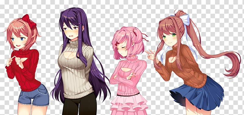 Doki Doki Literature Club! Team Salvato Video game, creative christmas forehead protector transparent background PNG clipart