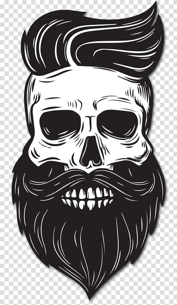 Beard Drawing Skull, Beard, skull with beard and hair sticker transparent background PNG clipart