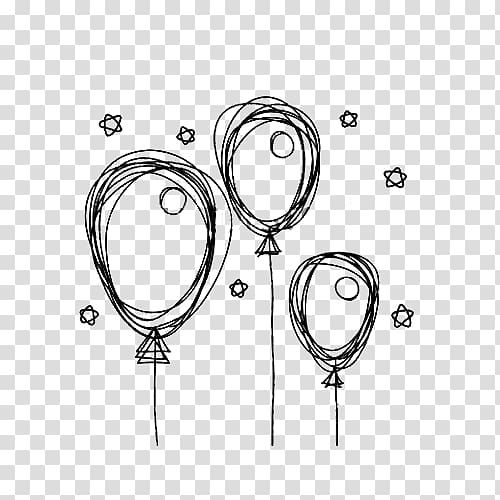 three balloons illutration, Birthday cake Wedding invitation Greeting card Balloon, Star Balloon Stroke transparent background PNG clipart