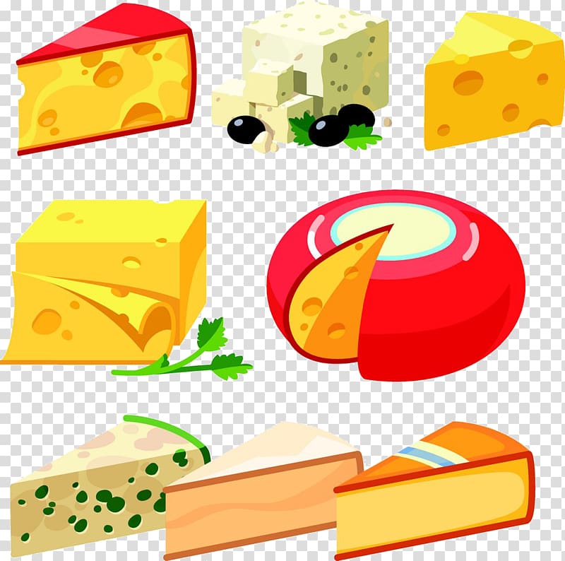 assorted-color cheeses art, Goat cheese Edam Gouda cheese, Comics Cartoon Cheese transparent background PNG clipart