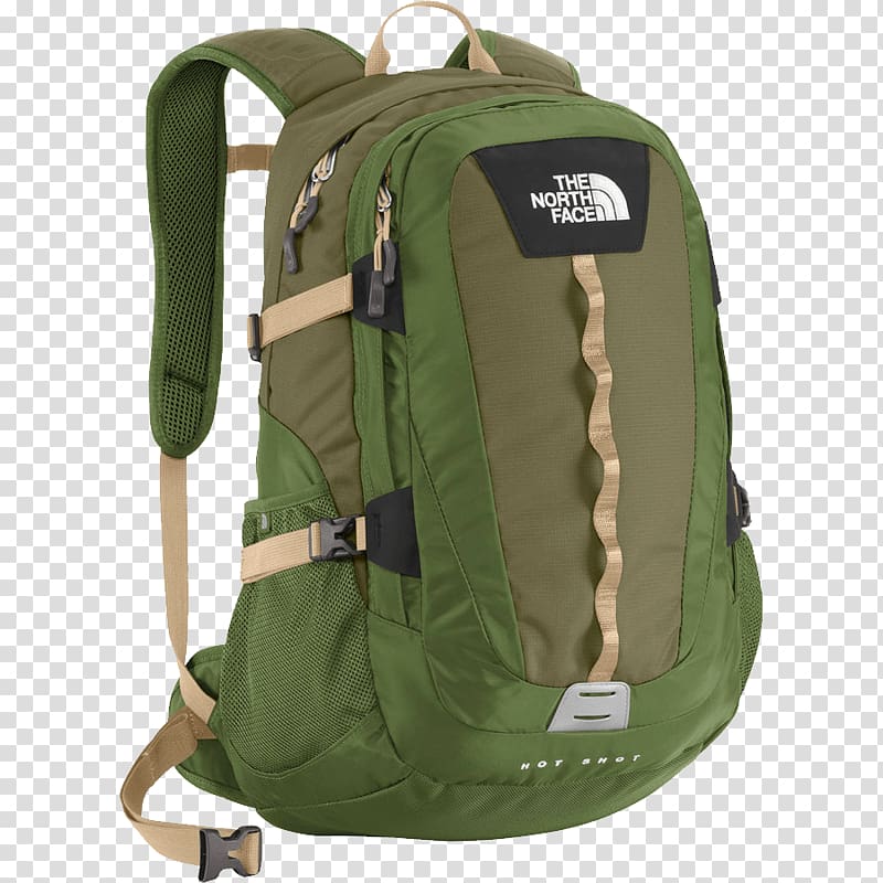 green and gray The North Face backpack, The Northface Green Backpack transparent background PNG clipart