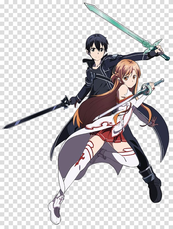 Kirito and Asuna from Sword Art Online illustration, Asuna Kirito Sinon Leafa Sword Art Online, Sword Art transparent background PNG clipart