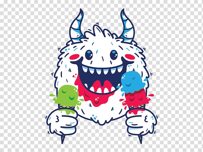 Drawing Monster Illustration, Eat ice cream monster transparent background PNG clipart