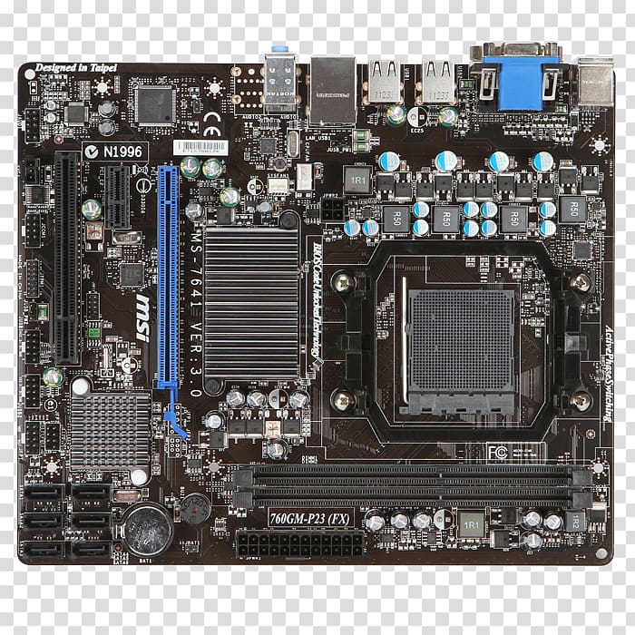 MSI 760GM-P23 (FX) Socket AM3+ AMD FX Motherboard Micro-Star International, Microstar International Co Ltd transparent background PNG clipart
