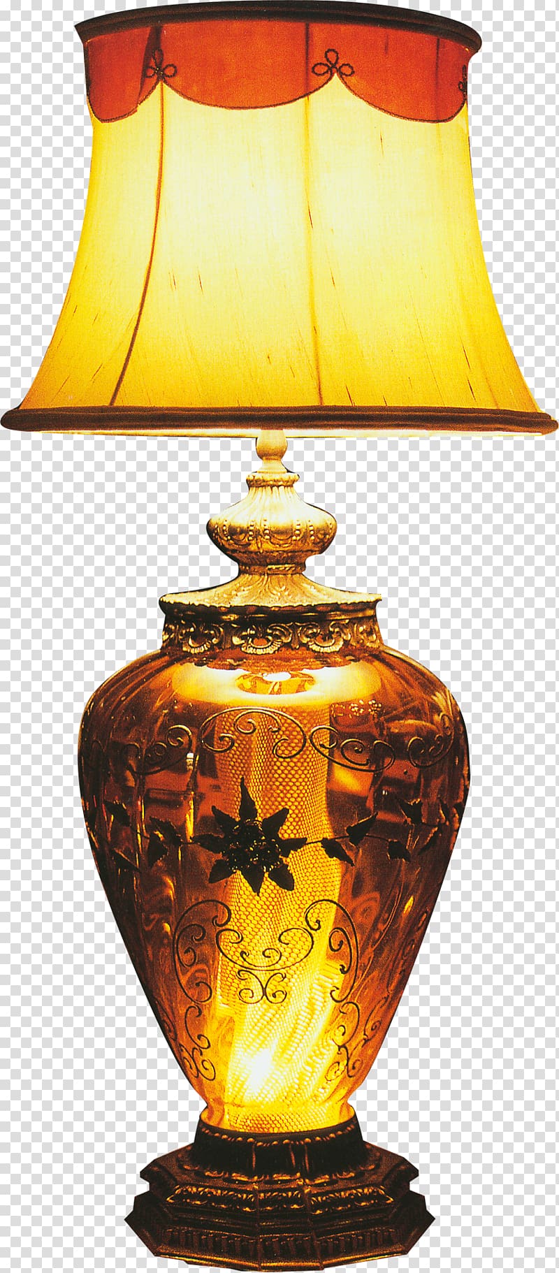 Vase Furniture Luxury Lamp, Upscale golden lamp illuminated transparent background PNG clipart