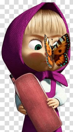 Masha from Masha and the Bear illustration, Masha Angry At Butterfly transparent background PNG clipart