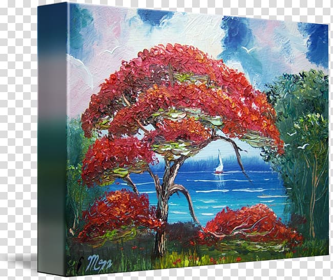Painting Acrylic paint Gallery wrap Tree Royal poinciana, Royal poinciana transparent background PNG clipart
