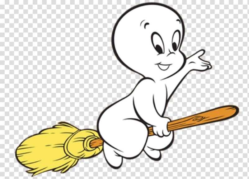 Casper ghost on broom illustration, Casper Ghost Animation Cartoon, broom transparent background PNG clipart