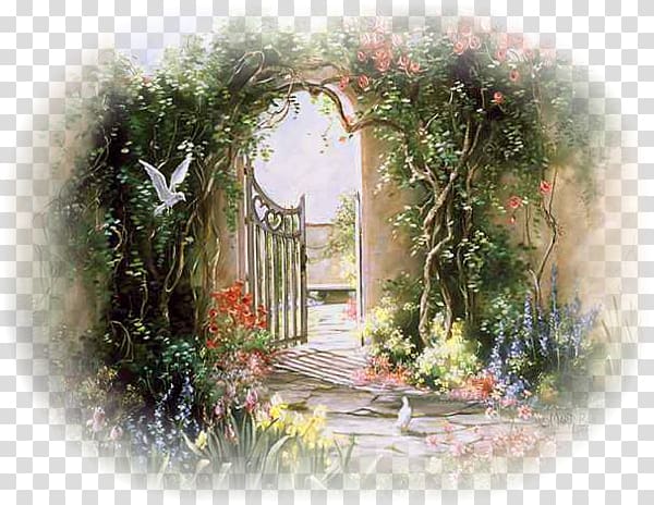 Landscape Watercolor painting Garden Art, paysage transparent background PNG clipart