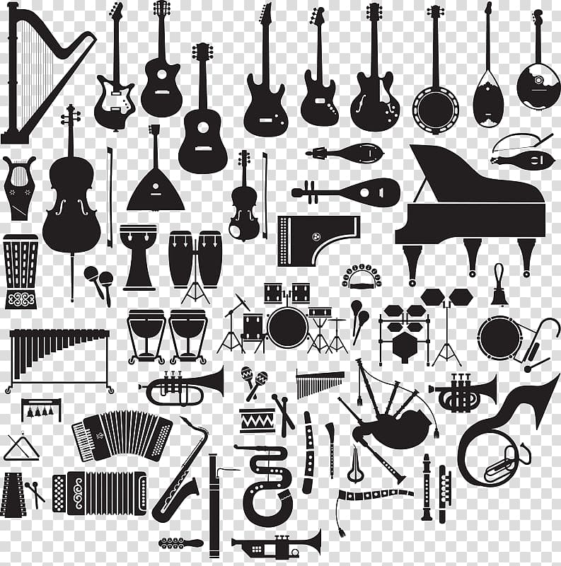 Musical instrument Saxophone , Black silhouette musical instrument transparent background PNG clipart