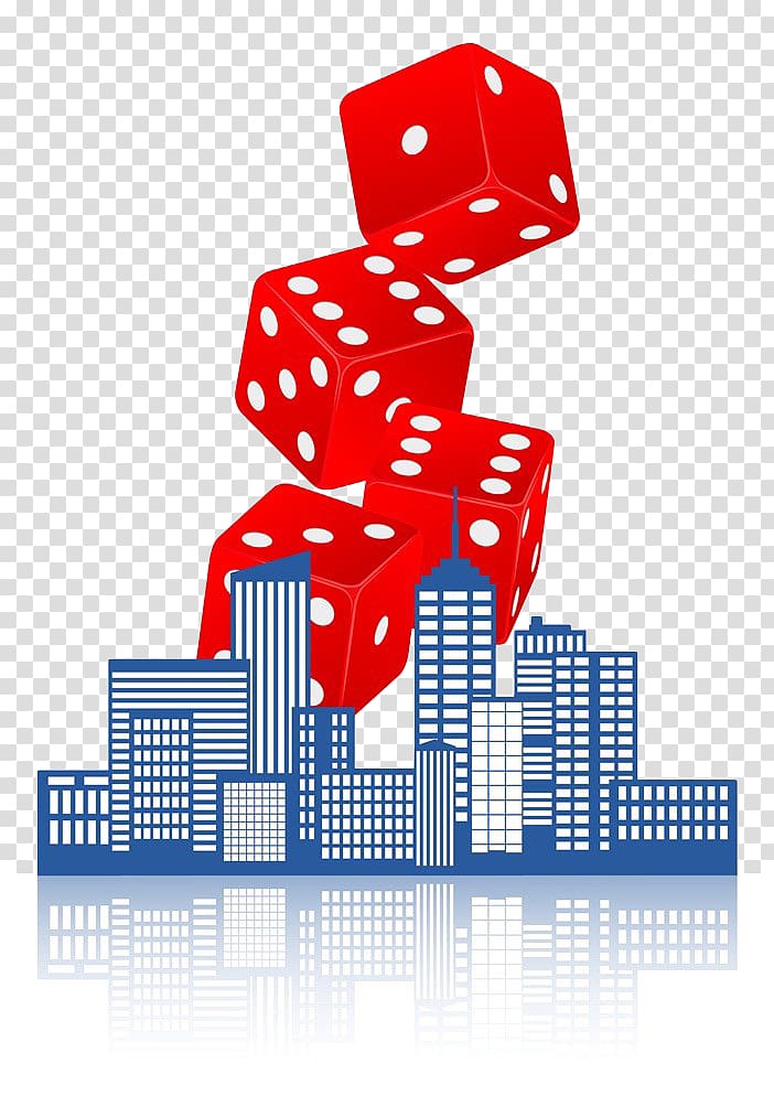 Las Vegas Casino Dice Illustration, Hand-painted dice over the city transparent background PNG clipart