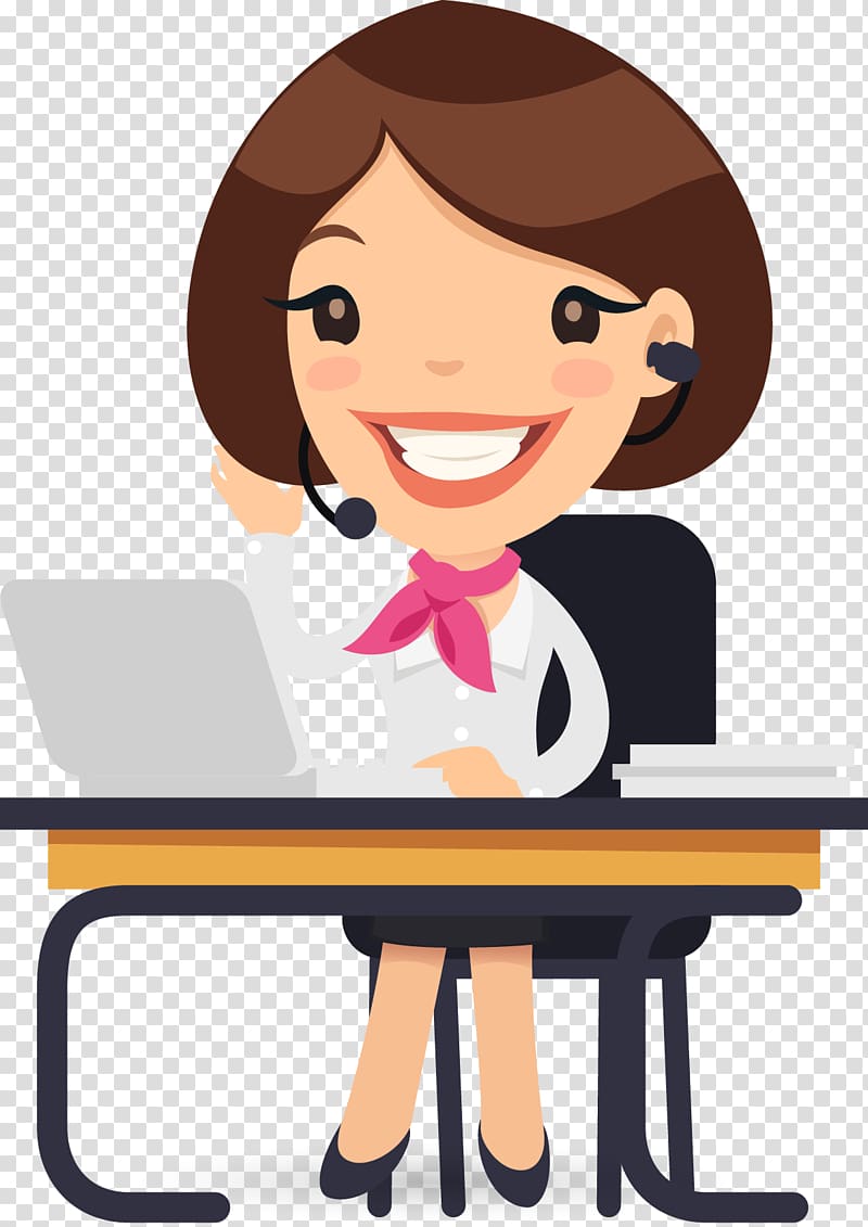 Woman Using Laptop Sitting On Chair Illustration Desk Cartoon