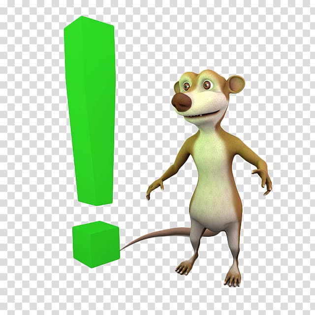 Exclamation mark Question mark Cartoon Greinarmerki, Stereo cartoon mouse and green. transparent background PNG clipart