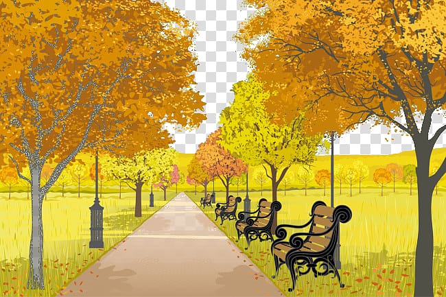 Urban park Autumn Illustration, park transparent background PNG clipart
