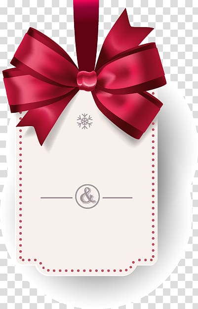 white and red bow card illustration, Label Adobe Illustrator , Valentine\'s Day price tag transparent background PNG clipart