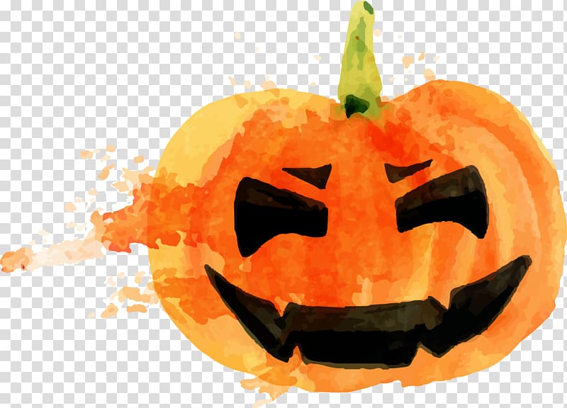 Halloween Pumpkin Jack-o'-lantern Calabaza, Halloween pumpkin watercolor transparent background PNG clipart