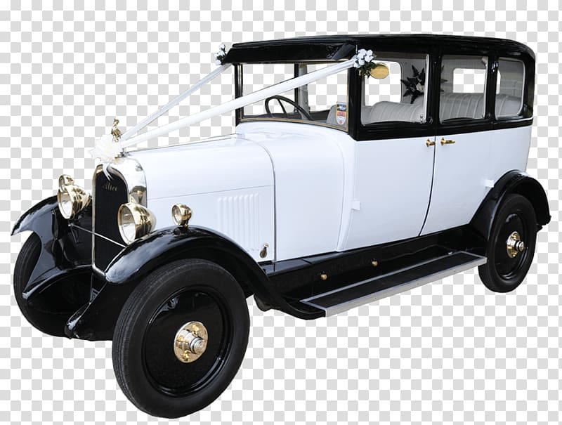 classic white and black vehicle, Citroën Vintage Wedding Car transparent background PNG clipart