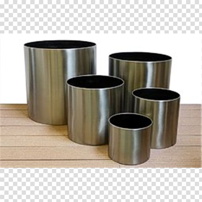 Cylinder Flowerpot Brushed metal Stainless steel, brushed steel transparent background PNG clipart