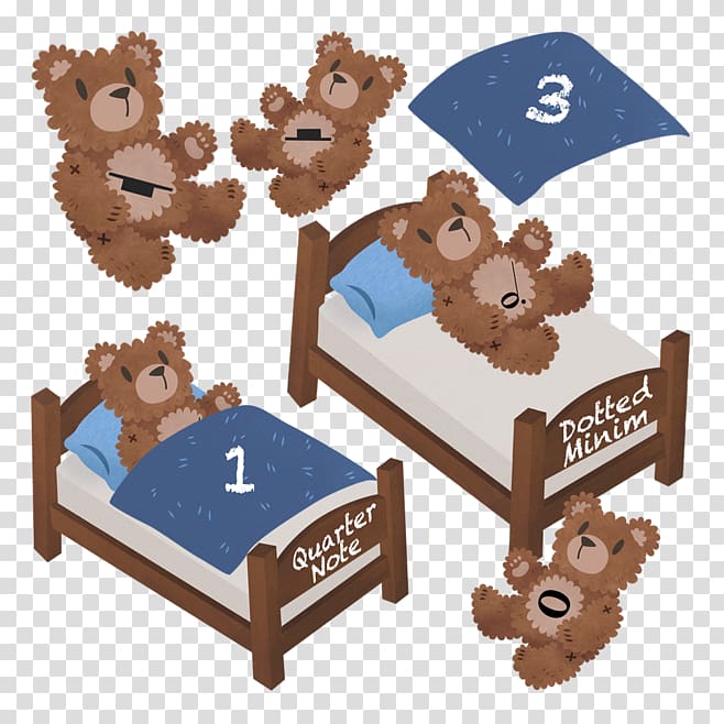 Toy Designer, Bear with its small bed transparent background PNG clipart