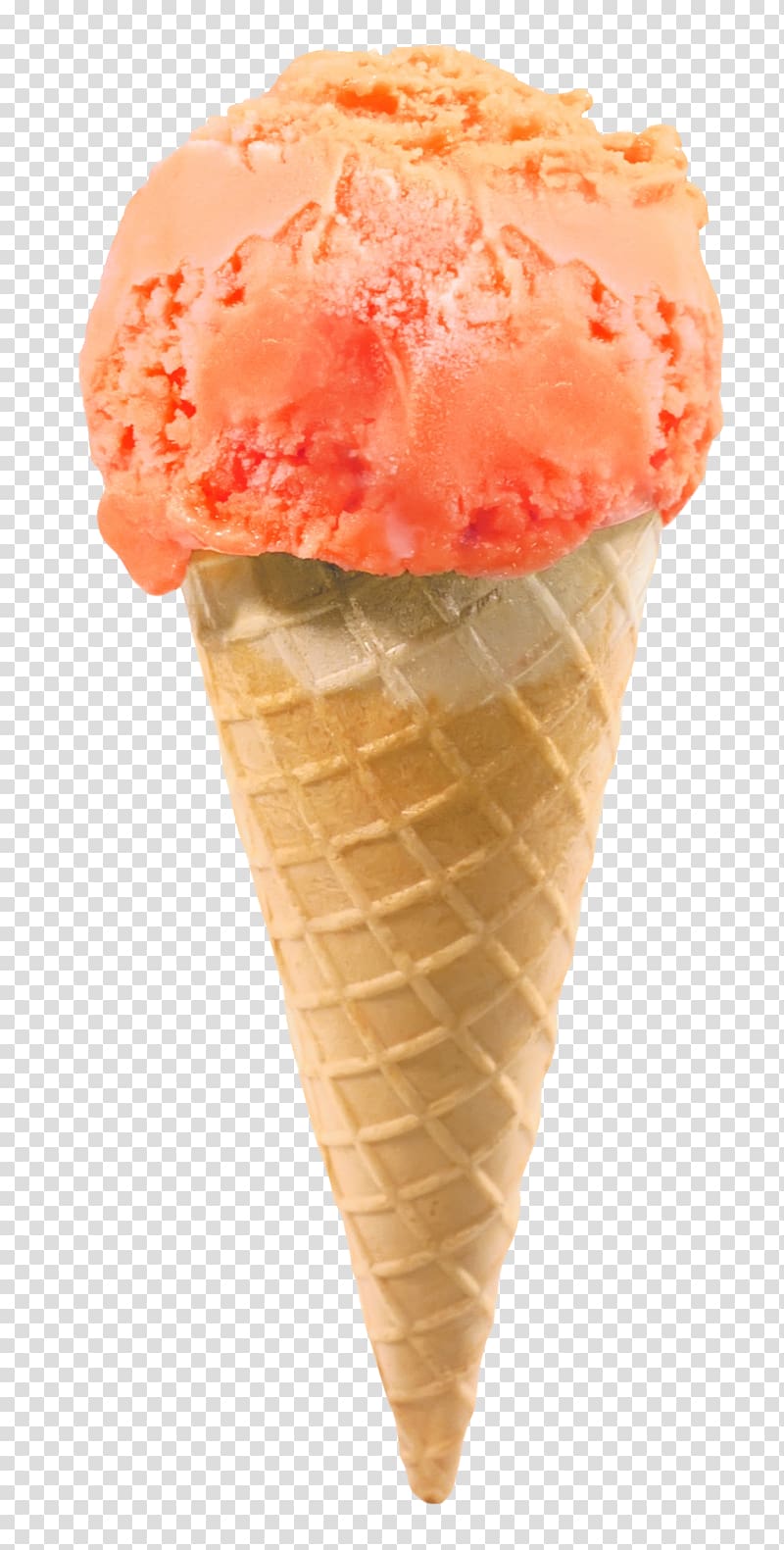 orange ice cream on cone, Ice cream cone Chocolate ice cream Waffle, Ice Cream Cone transparent background PNG clipart