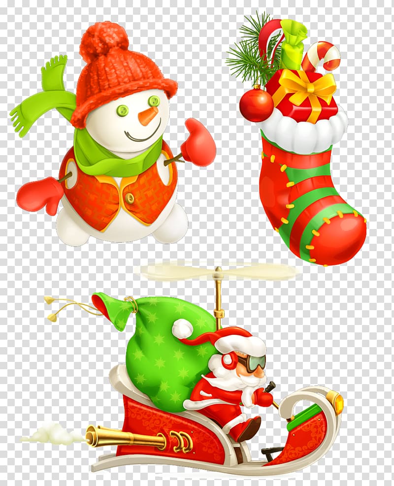 Santa Claus Christmas gift Illustration, Santa sends presents transparent background PNG clipart