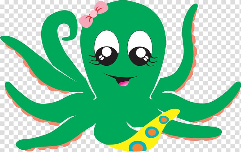 Octopus Green Cartoon , line transparent background PNG clipart