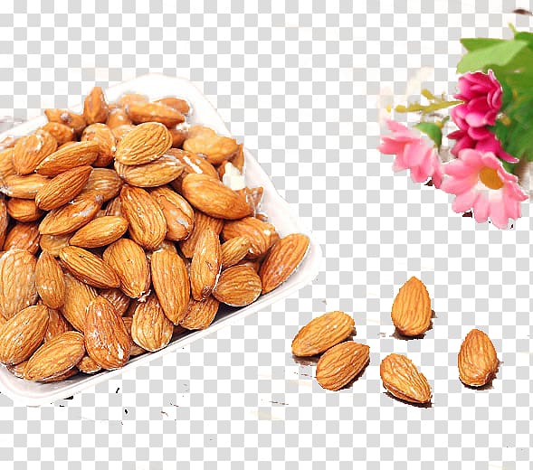 Almond Apricot kernel Nut Food, Almond and flowers transparent background PNG clipart
