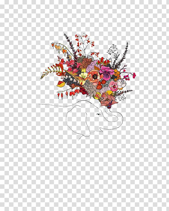United States Visual arts Flower Illustration, Elephant transparent background PNG clipart