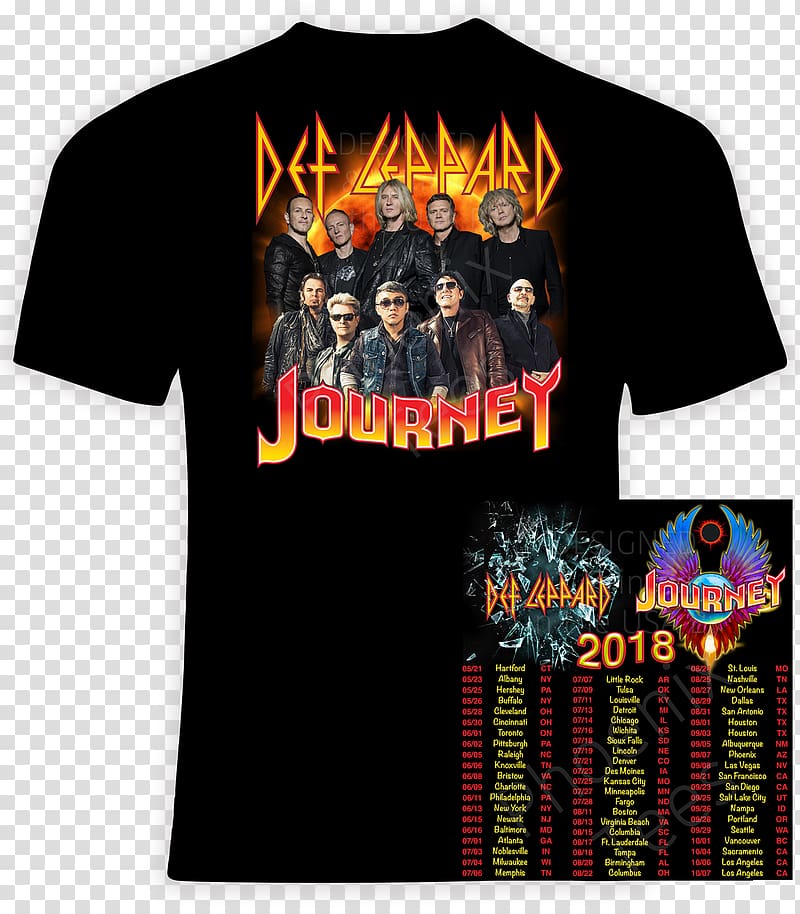 Def Leppard & Journey 2018 Tour T-shirt Madison Square Garden, T-shirt transparent background PNG clipart