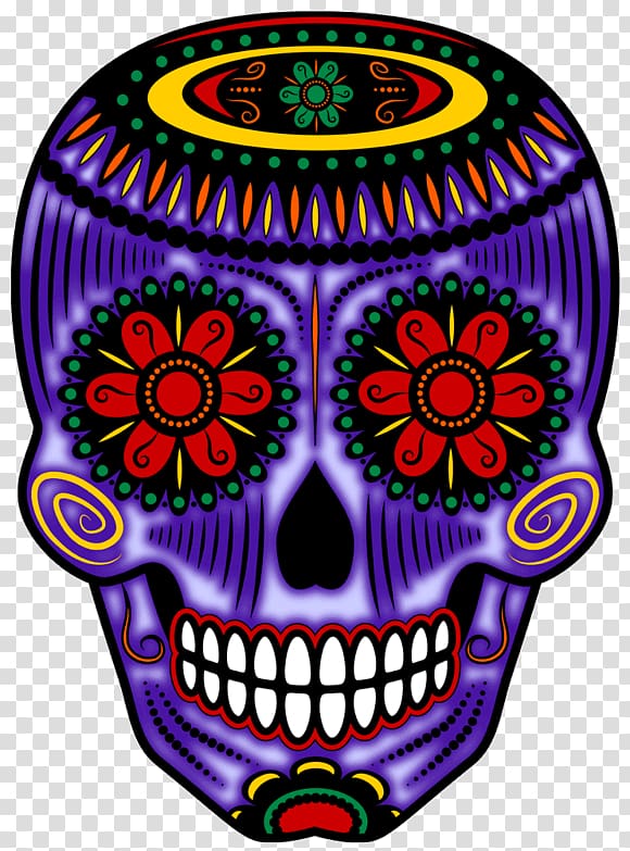 Calavera Skull Day of the Dead Altar Halloween, color skull transparent background PNG clipart