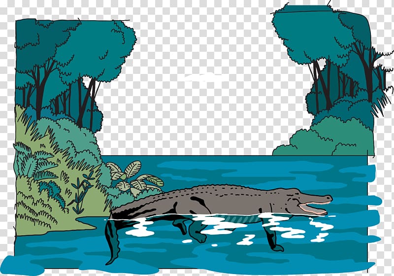 Amazon rainforest Jungle Euclidean Illustration, Jungle crocodile transparent background PNG clipart