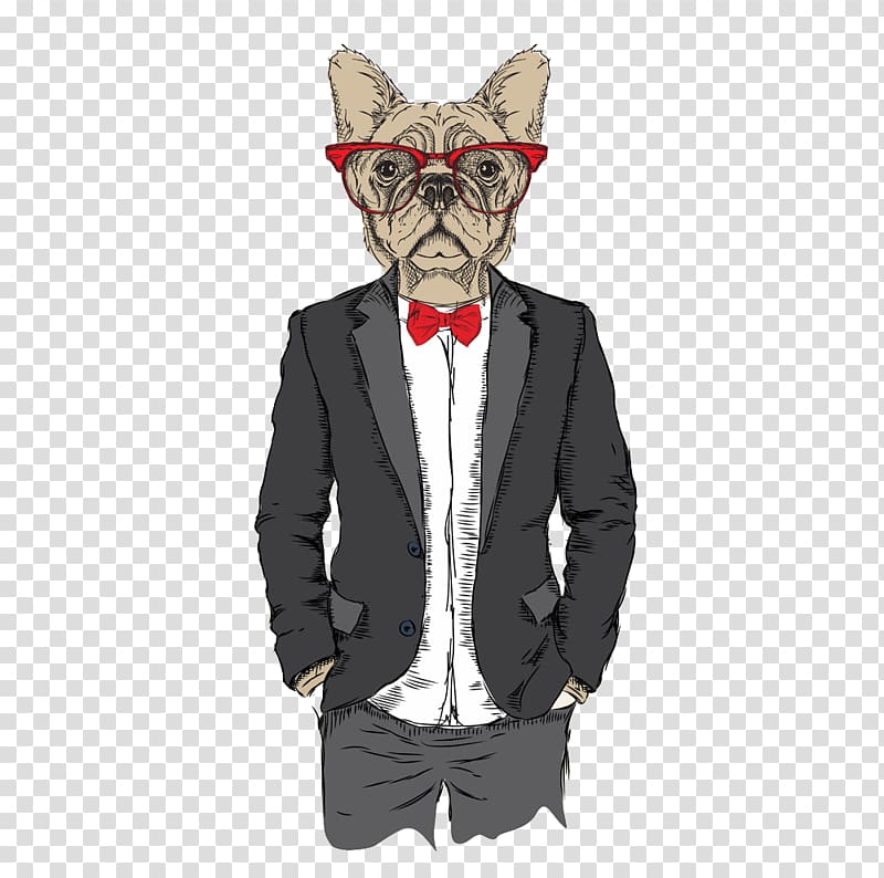 T-shirt illustration Illustration, Mr. dog wearing a suit transparent background PNG clipart