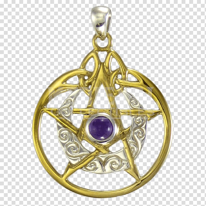 Amethyst Charms & Pendants Pentacle Pentagram Gold, pentagram dreamcatcher earrings transparent background PNG clipart