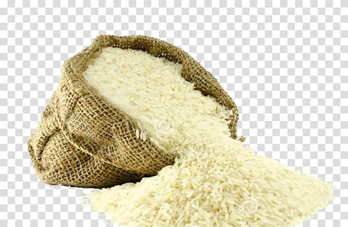 white rice in brown sack illustration, Jeera rice Basmati Indian cuisine Food, rice transparent background PNG clipart