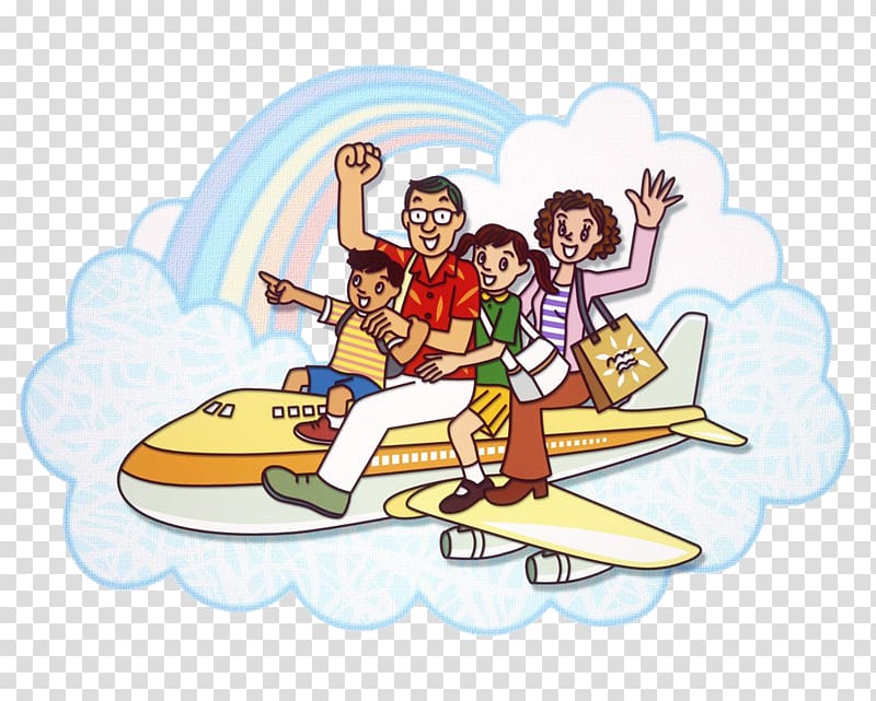 Airplane , The whole family is flying transparent background PNG clipart