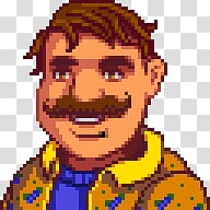 pixelated man wearing brown jacket, Stardew Valley Gus transparent background PNG clipart