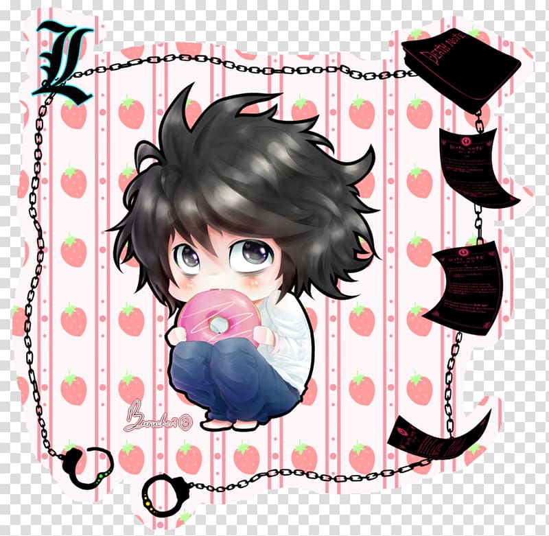 L Death Note Chibi Art Mangaka, l lawliet transparent background PNG clipart