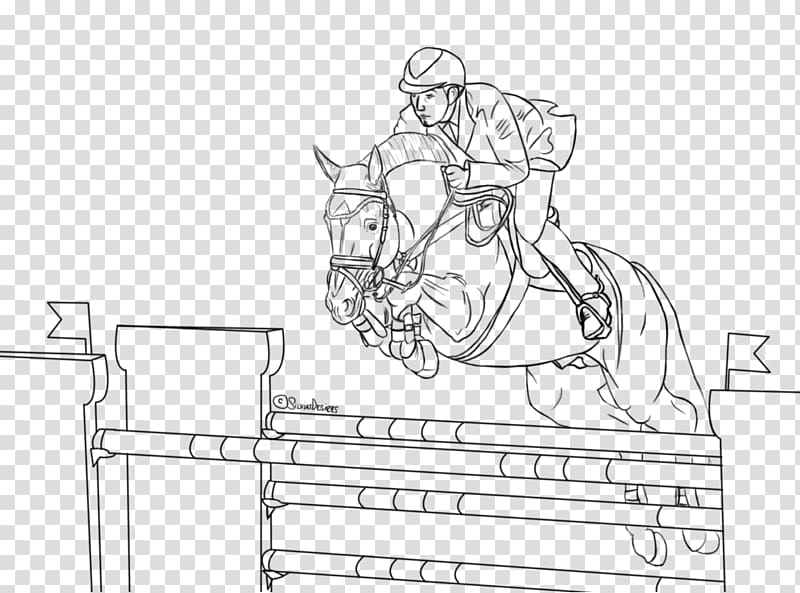 Horse Show jumping Equestrian Coloring book, horse riding transparent background PNG clipart