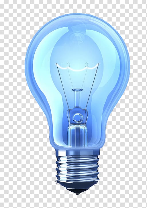 blue light bulb illustration, Incandescent light bulb Lamp Lighting, Blue light bulb transparent background PNG clipart