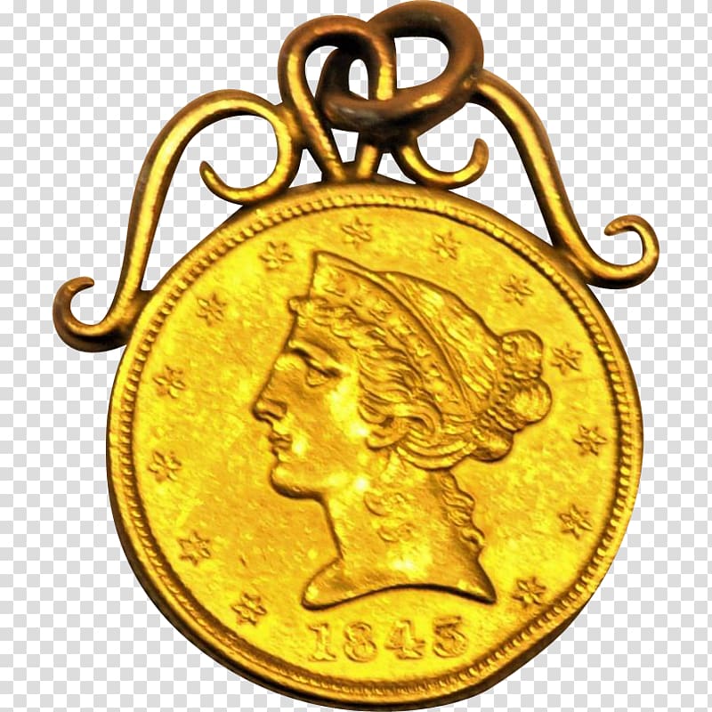 Gold coin Gold coin Earring American Gold Eagle, gold transparent background PNG clipart