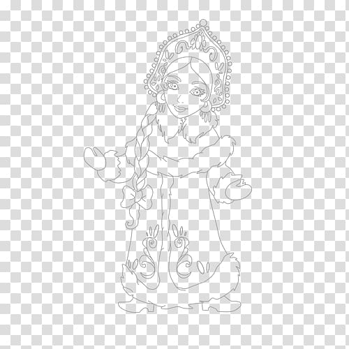 Line art Visual arts White Sketch, Snow Maiden transparent background PNG clipart