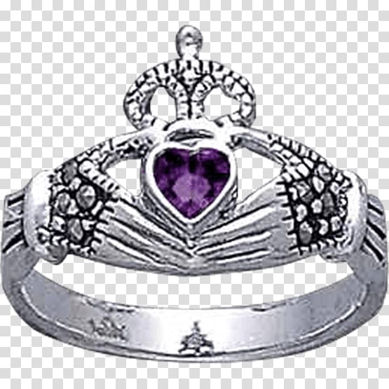 Claddagh ring Amethyst Jewellery Marcasite, Claddagh Ring transparent background PNG clipart