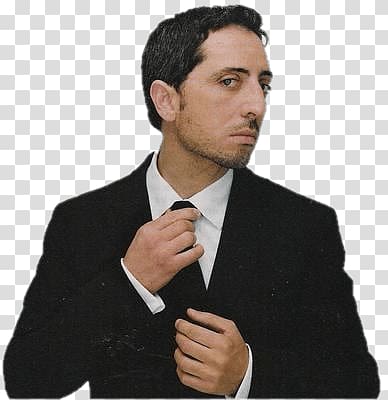 man wearing black and white dress suit, Gad Elmaleh With Tie transparent background PNG clipart