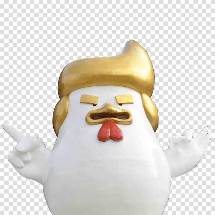 chicken character illustration, Trump Rooster Year Statue In China transparent background PNG clipart