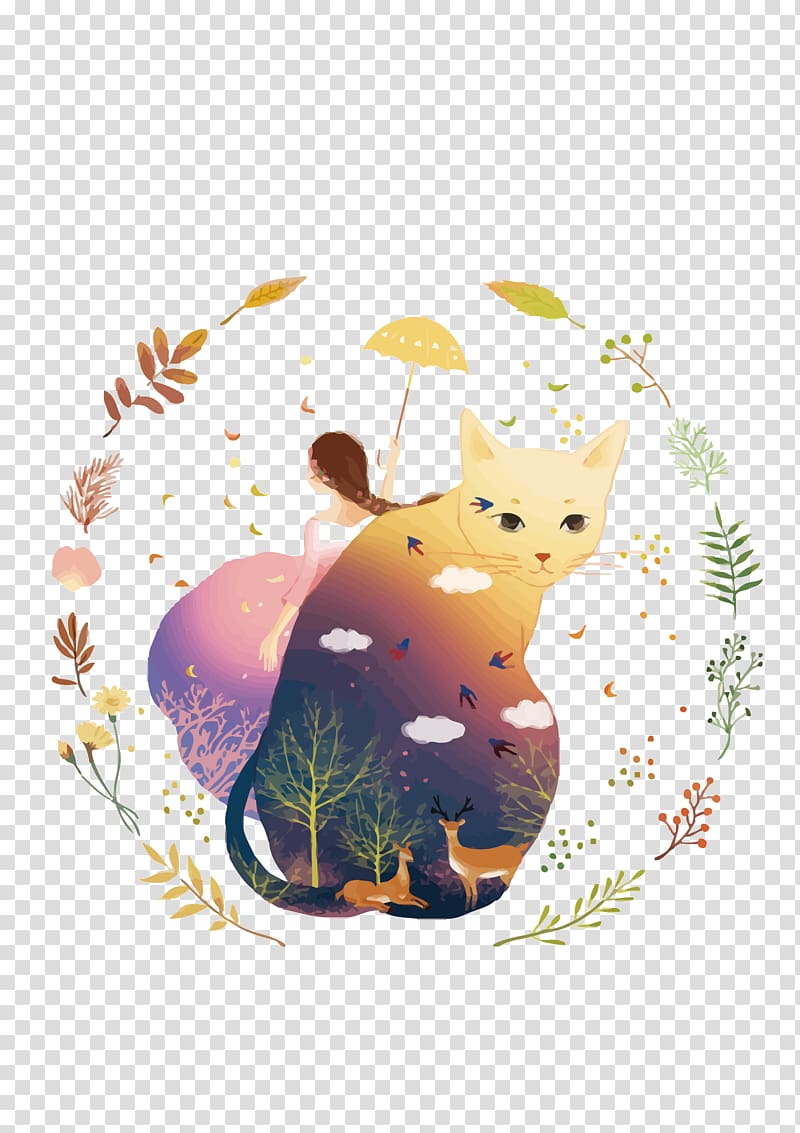 Cat Kitten, hand painted cat transparent background PNG clipart