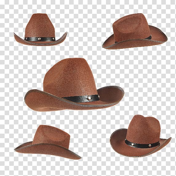 five brown cowboy hats, Cowboy hat .xchng, hat transparent background PNG clipart
